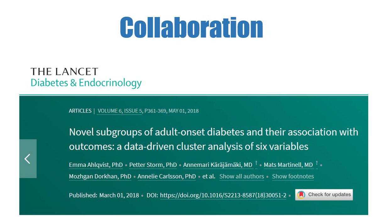 And we can find collaborators. For example, this was a paper published on supposed diabetes subgroups using "data-driven" methods. Like most things, these methods need to be used with caution...