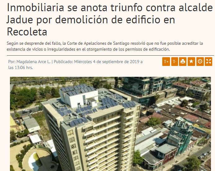 Jaialarcon's tweet photo. En demanda que buscaba la demolición de torres en Bellavista: INMOBILIARIA GANA JUICIO DE NULIDAD DE DERECHO PÚBLICO,Corte de Apelaciones resolvió que no fue posible acreditar  seguir noticia
https://t.co/tXWZU3v686 https://t.co/ZjmROQsYqE