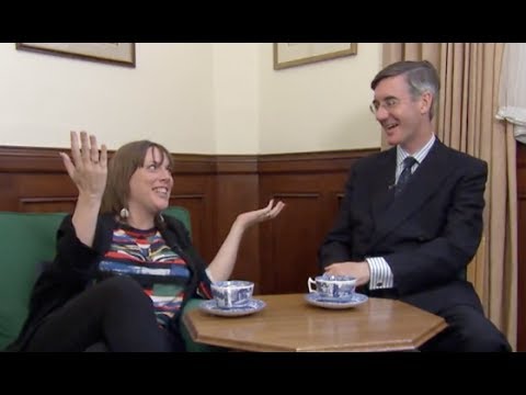 OwenPaintbrush's tweet image. Jess Phillips and Jacob Rees-Mogg in happier times.