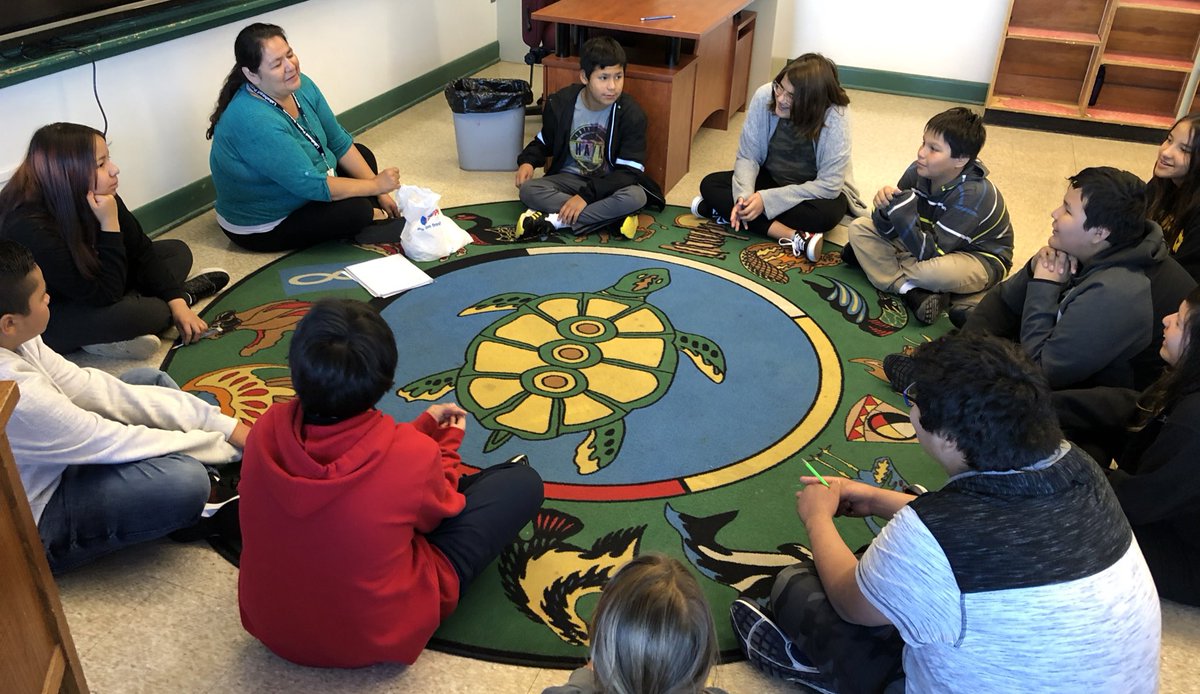 's tweet image. I’m lucky to support our Ojibwe Language program and teachers. 
I teared up seeing the Gr 4s from @LPS_McKellar file into class today as the NSL program expanded from GR 7-8, down to GR 4. 
Welcome to our wonderful new ogima Miss Mendowegan! #language #culture #FNMIed #LPStb