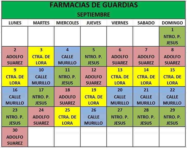 CantillanaViva's tweet photo. Farmacias de Guardia en Cantillana para el mes de Septiembre. https://t.co/ksXW8yDc4d