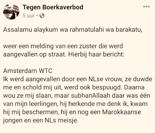 ArnoudvDoorn's tweet photo. En wederom een melding van een jonge moslima die werd bedreigd en bespuugt. Het is tegenwoordig bijna dagelijks. De @Politie zou hier veel meer prioriteit aan moeten geven! 😞👊🏼

#nieuwejoden https://t.co/0eajcGjhZA