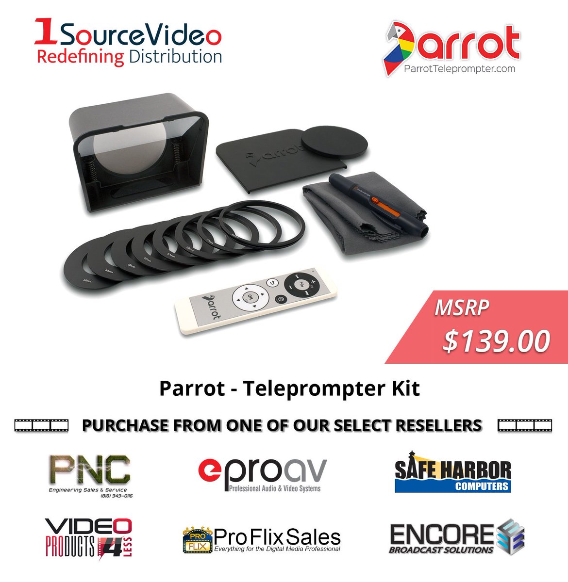 1sourcevideo's tweet photo. The Parrot Teleprompter from @padcaster is an ultra-compact teleprompter system that sets up in minutes! #Parrot #Padcaster #1SourceVideo #RedefiningDistribution #PNCEngineering #VP4L #ProFlixSales #EProAV #SafeHarbor #EncoreBroadcastSolutions https://t.co/isy4RuGGjZ