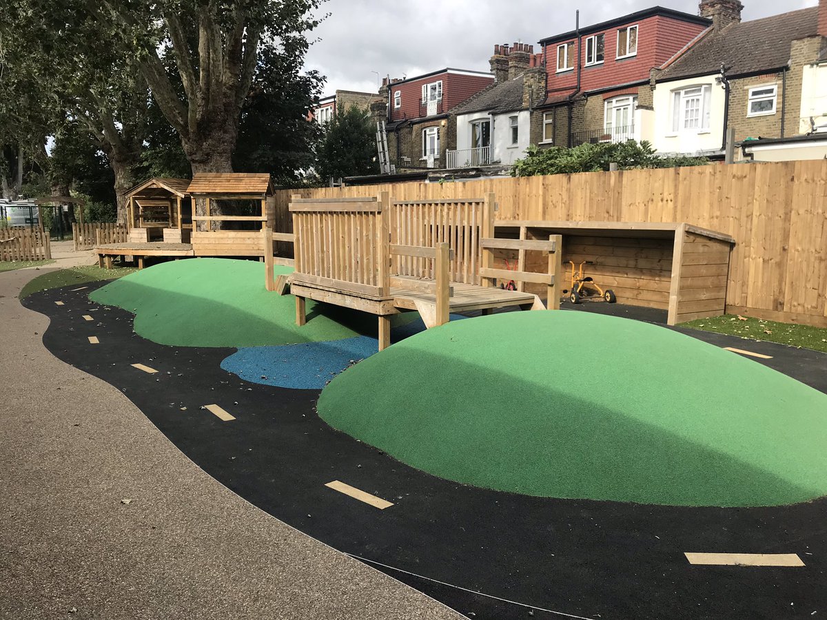 LockWoodLandsca's tweet photo. EYFS Area - Design and Build by LockWood Landscapes - SureSet Resin Bound Pathways, Wet Pour Mounds and roadway, mahoosive sandpit and slide. Designs covers all 7 areas of learning and is being judged for a National BALI Award. 

#chooselandscape
@sureset
#lockwoodlandscapes https://t.co/vAVXed3dPH