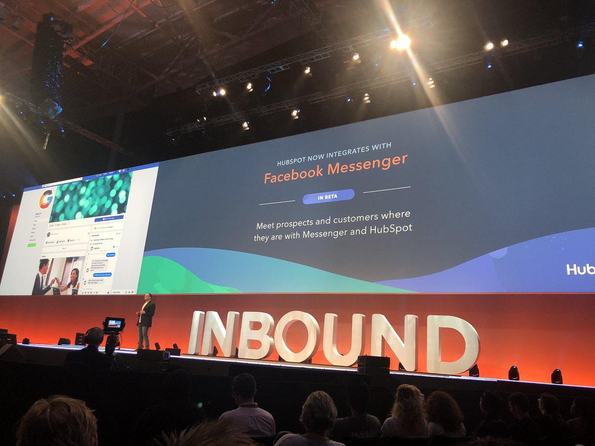 TMWBusinessLDN's tweet photo. There are over 1B Facebook messenger users so why not be where your customers are? @HubSpot now integrates with @Facebook Messenger in Conversations for a seamless brand experience. Not bad, huh #INBOUND19 @markitecht https://t.co/L9i9rgAqq4