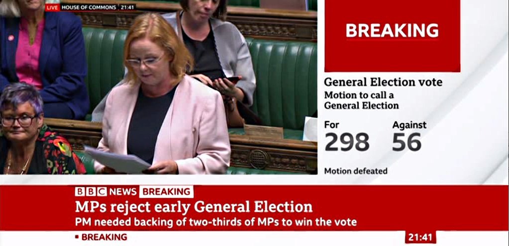 moridura's tweet image. The vote on the October 15th #general_election.failed because the larger number of #abstentions meant that the threshold percentage under the #Fixed_Parliament_Act wasn't reached.