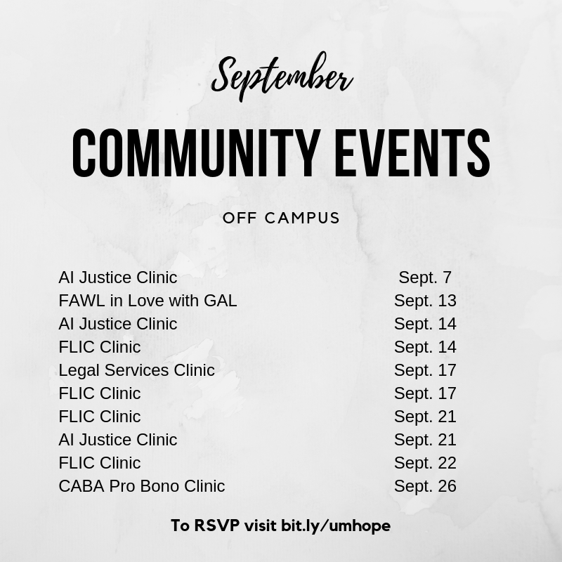 UMHOPE's tweet photo. Check out all of the great HOPE/Community events coming up in September! @MiamiLawSchool https://t.co/3Cr9IpMArL
