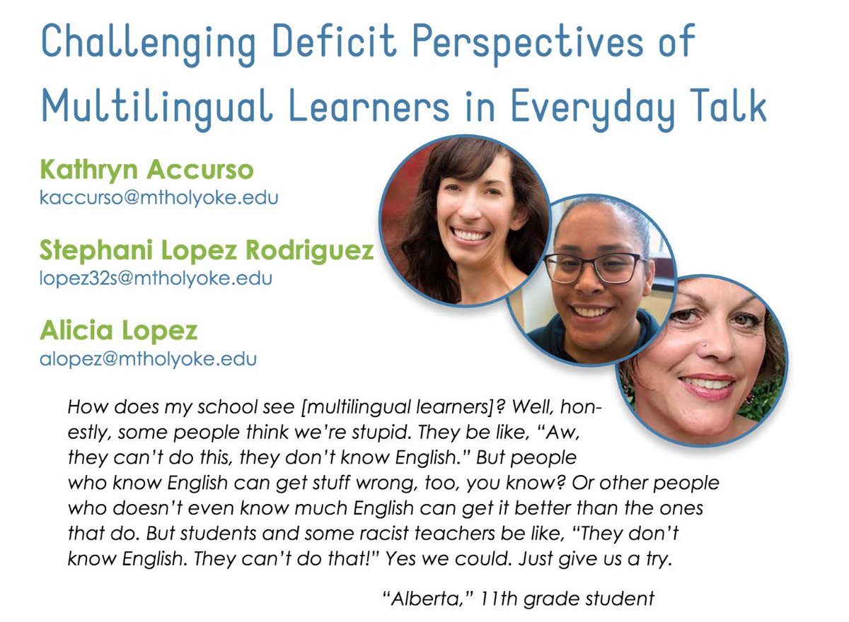 cmleider's tweet photo. As we get back to the school year, here's a #HotOffThePress article in @MATSOLorg's publication Currents about challenging deficit perspectives. Thanks to @MountHolyoke colleagues for this piece.
#StopTheDeficit #TeacherEducation
https://t.co/JBak9uLp0h https://t.co/T2EyGPSsXo