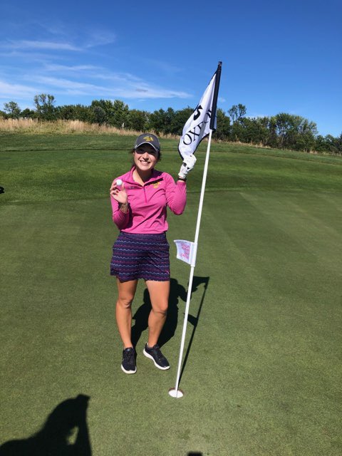 Two practice days at ⁦<a href="/Oxbowcc/">Oxbow Country Club</a>⁩ and two holes in one for women’s ⁦<a href="/NDSUgolf/">NDSU Golf</a>⁩    Today it’s ⁦@camrynroadley⁩ on hole 12 from 180 yards with a 5 iron.  🤘🤘🤘