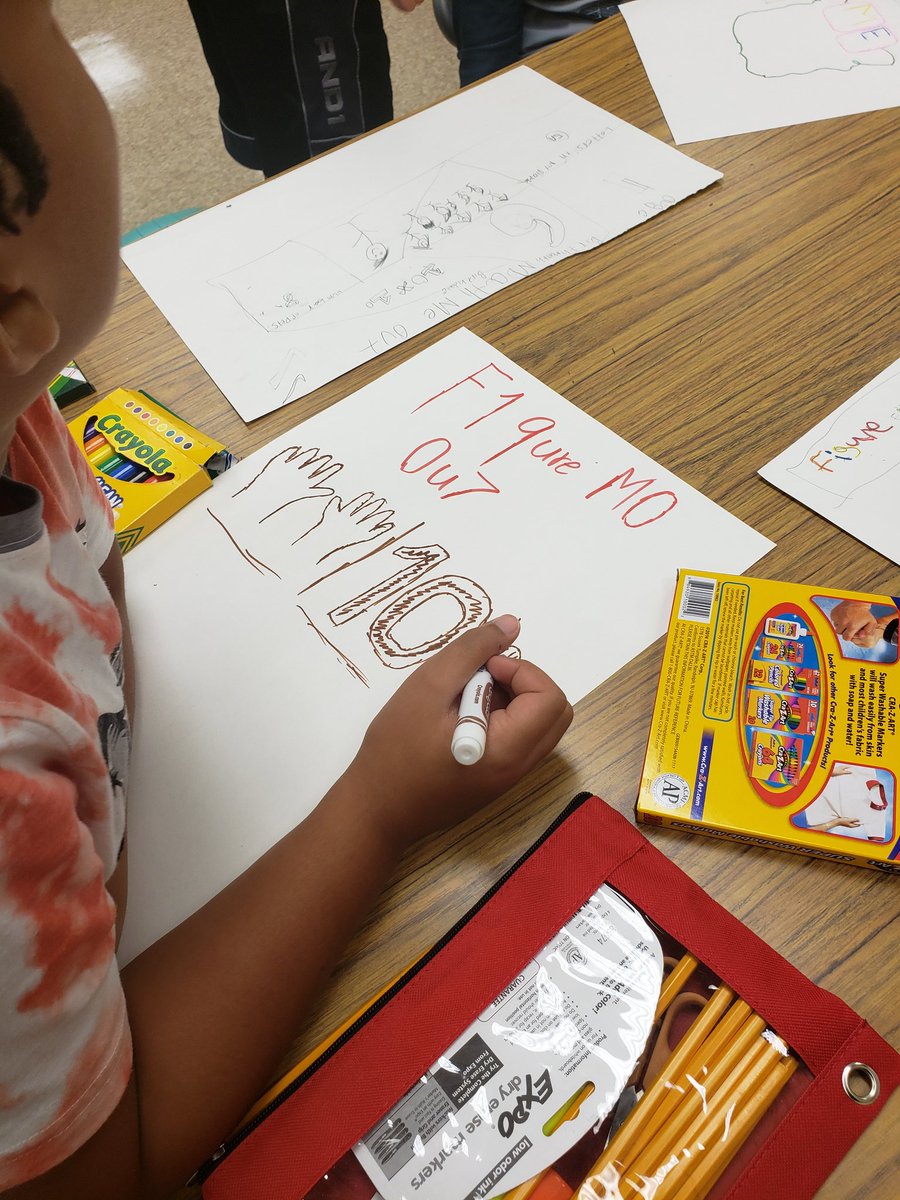 MrsAFleck's tweet photo. How can we use math to tell our new classmates about who we are? My fifth graders @SunsetAACPS had some creative ideas! @AACPS_PK5Math @AACountySchools  #AACPSBack2AWESOME https://t.co/GWkbBmcQmV