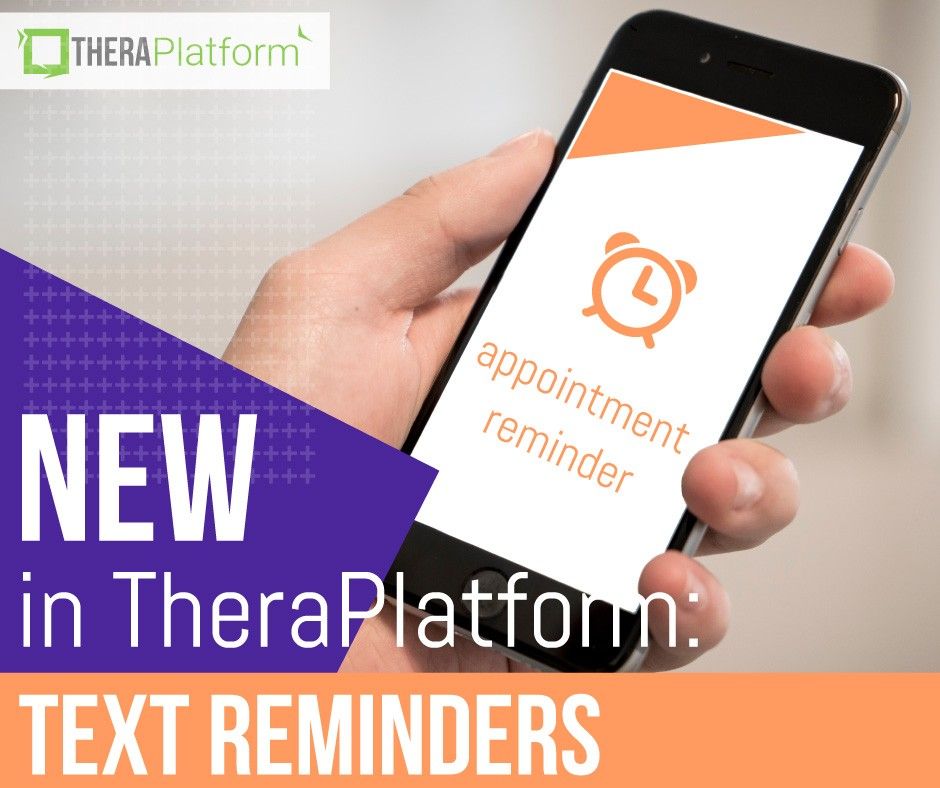 vspeechcenter's tweet photo. Text reminders added to TheraPlatform https://t.co/en2LhRl2pF #emr #textreminders #privatepractice #speechies #slpeeps #teletherapy #telepractice https://t.co/hf8W1ByyUN