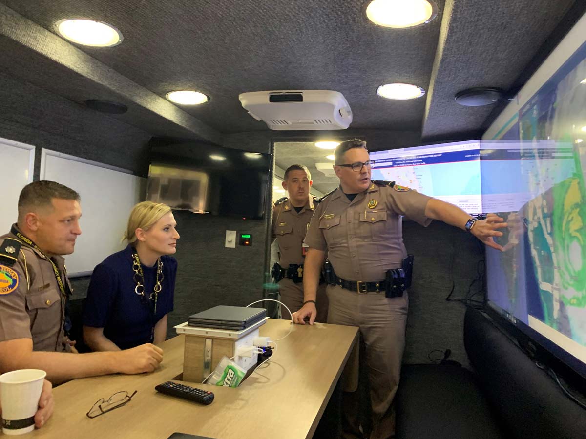 FLSecofState's tweet photo. Yesterday I visited the @FLSERT Emergency Operations Center for a briefing on Hurricane #Dorian and got an up close look at the @FLHSMV Florida Highway Patrol Mobile Command Center. Thank you to everyone who is working hard to keep Floridians safe! https://t.co/q9mYvGo4r5