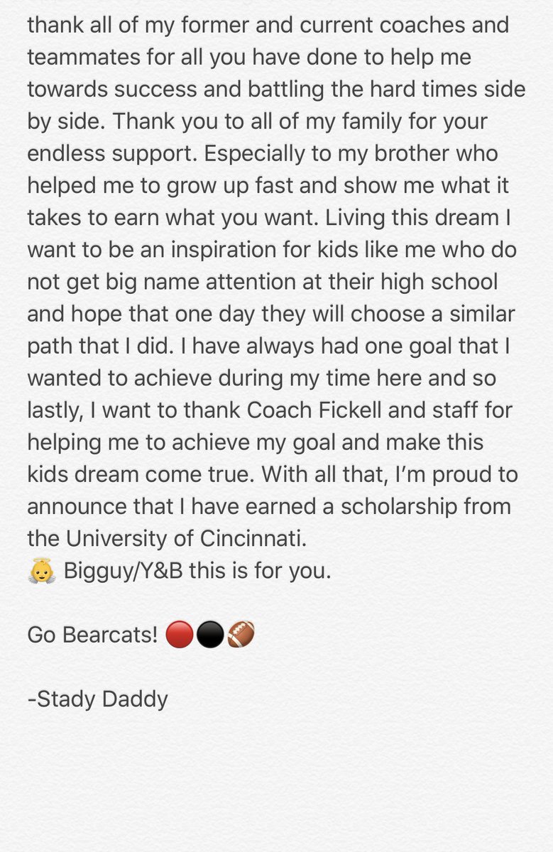 Nstady's tweet photo. Thank you @CoachFick , Go Bearcats! 🔴⚫️ https://t.co/CpTE9Q5PZw