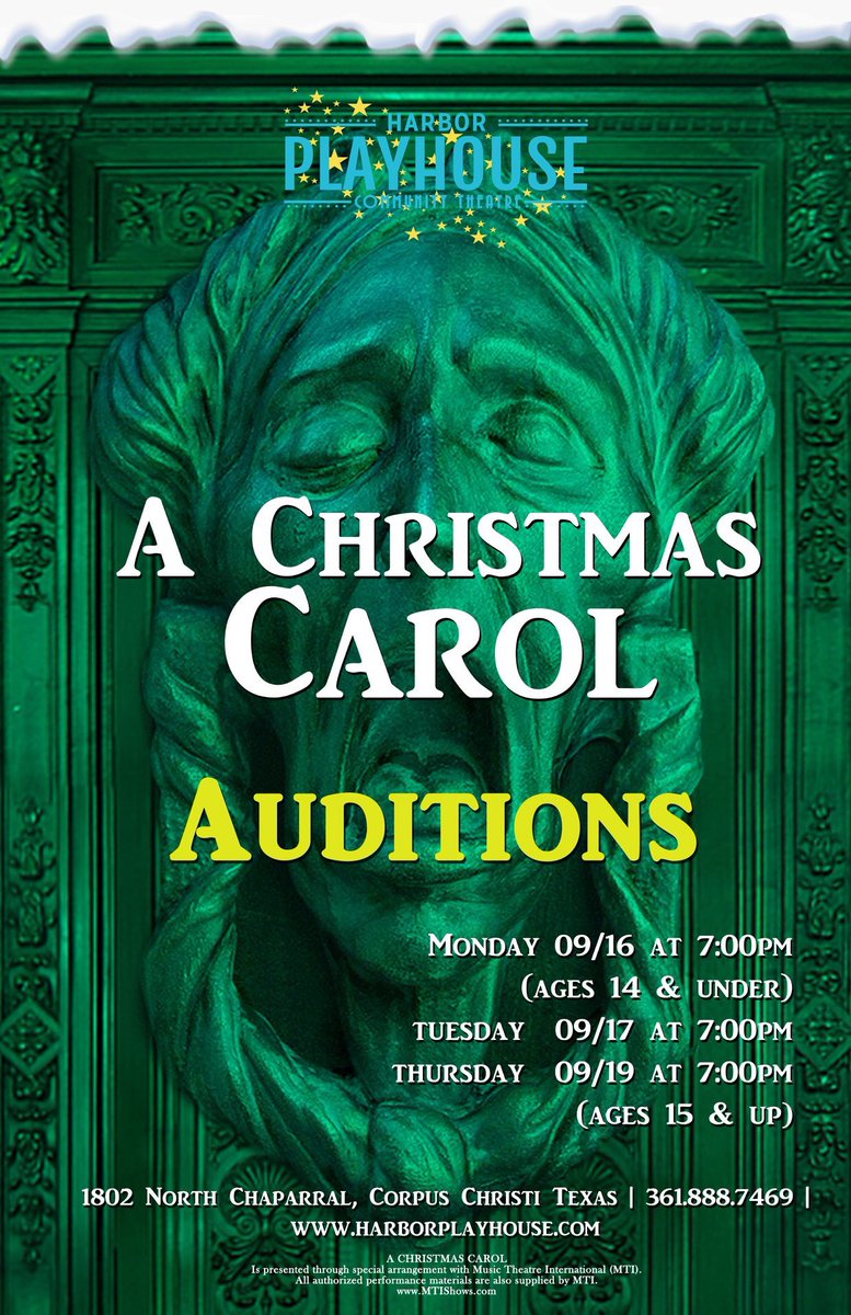 A Christmas Carol auditions are coming up! For more information, please visit: harborplayhouse.com/christmascarol…