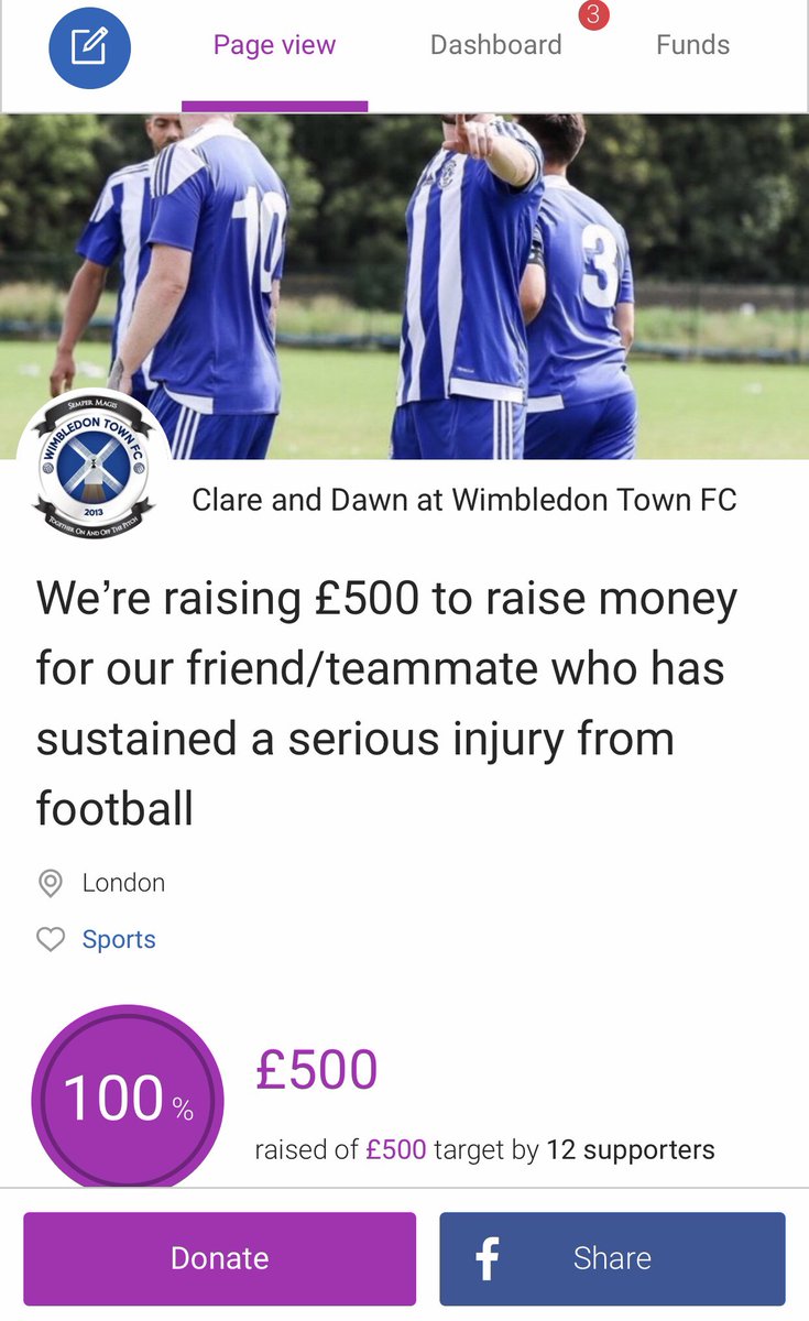 WimbledonTownFC's tweet image. Amazing, just 12 donations raised £500! Thank you to those who donated. 💙

We have upped the amount to £800. Please retweet!

#footballfamily

justgiving.com/crowdfunding/r…