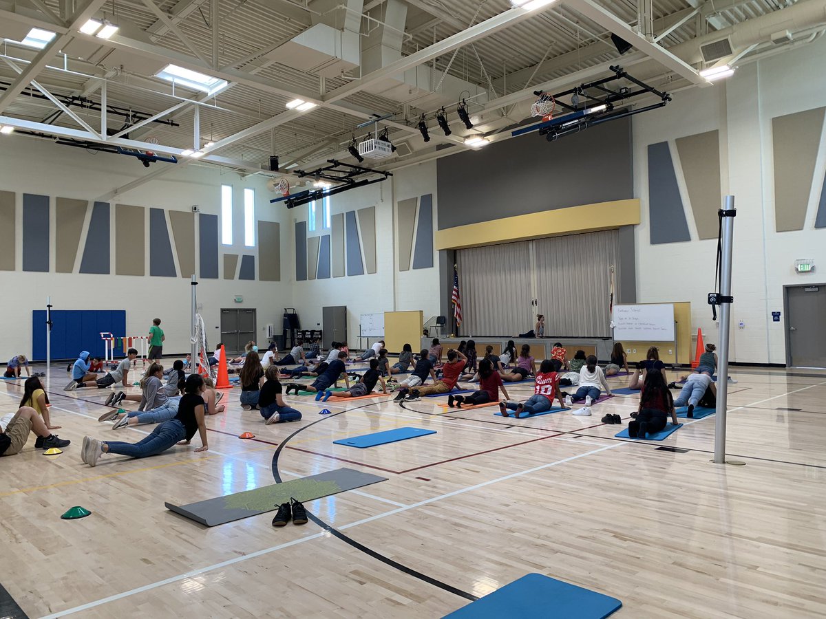 Brought in a guest yoga instructor today and 4 other classes wanted to join in. Trying to give the students as much exposure to different fitness activities as I can to prepare them for lifelong health and wellness. Next up: Kickboxing!