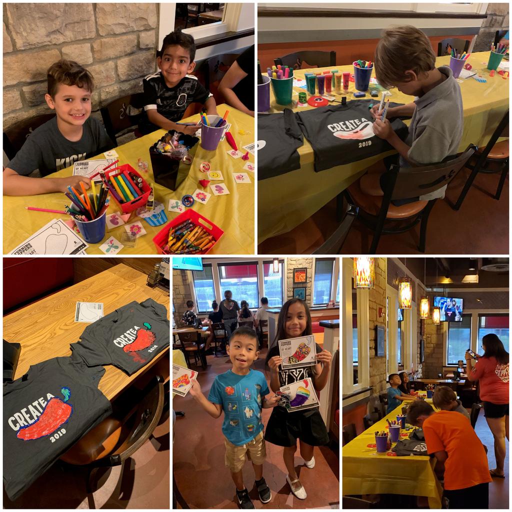 MiaLed81's tweet photo. Had an awesome time last night with the kiddos that came out to support our #CreateAPepper kick-off! Toni our Hope Captain did an awesome with the event! And we had guest requests to do the same next week! #chilislove #winforthekids @TheChad_Chilis @ChilisJobs @Erica_Thompson3 https://t.co/pXowe3DfFy