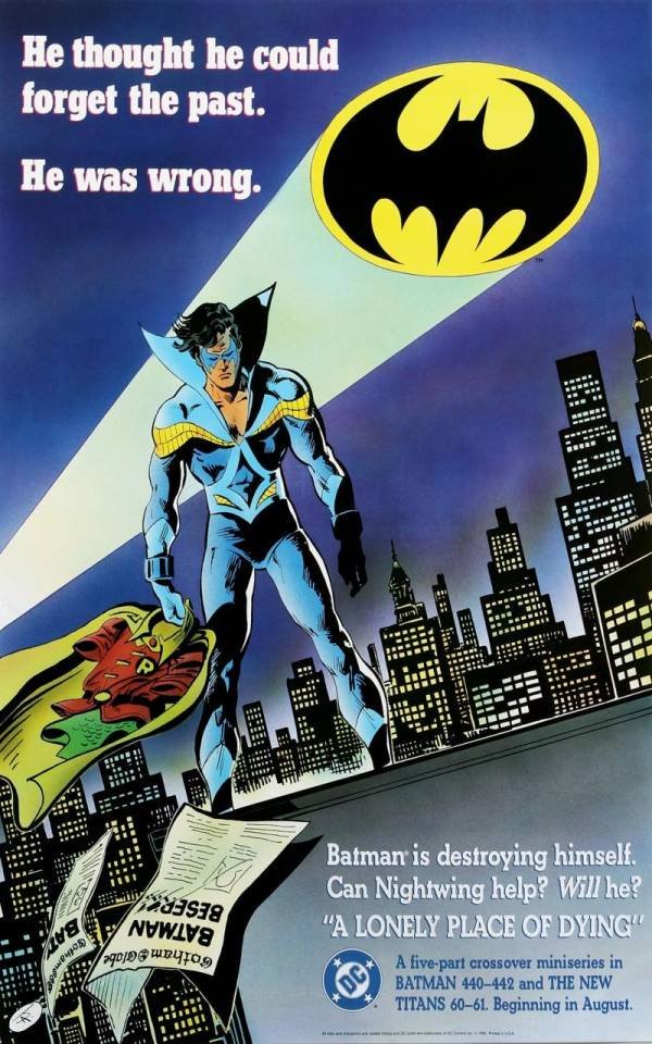 LetsTitans's tweet photo. An advertisement for the Batman/New Titans crossover, A Lonely Place of Dying.

...The sleeves on the Robin costume are wrong.👀 https://t.co/TDFwJEhJ5K