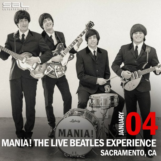 Mania! The Live Beatles Experience will be at the Sofia in #Sacramento #CA on January 4th! Tickets are available for purchase via the link in our bio!

#GoodMusic #LiveShow #Pop #Rock #HeyJude #Yesterday #LetItBe #Blackbird #ComeTogether #VisitSacramento #Love #California