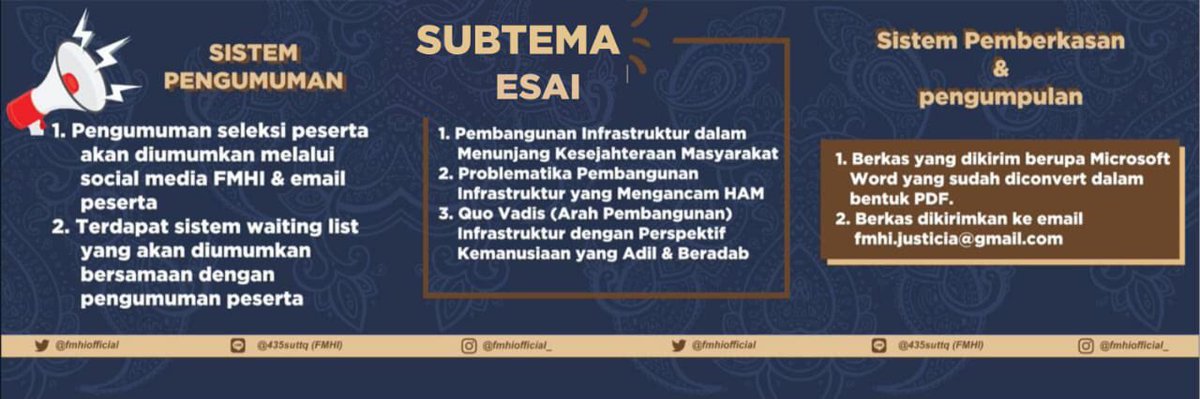 fmhiofficial's tweet photo. [ FMHI 2019]

Sudah pada penasaran kan dengan FMHI 2019?!

Yuk cek penjelasan lebih lanjut mengenai sistem pendaftaran FMHI 2019 di info grafis di atas!

Instagram : @fmhiofficial
Twitter : @fmhiofficial
OA Line : @435suttq

#FMHI2019
#FHUNS
#BEMFHUNS https://t.co/CBnGa2QW9h