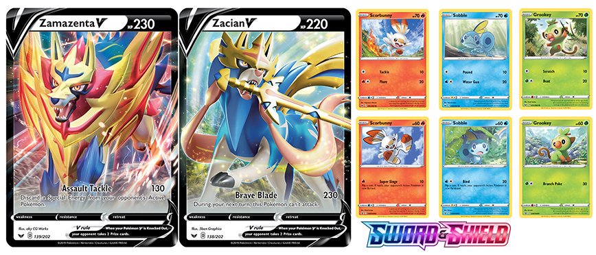 Pokémon TCG: Sword & Shield First info, Card Designs revealed, Zacian V &  Zamazenta V design full reveal, PokeGuardian