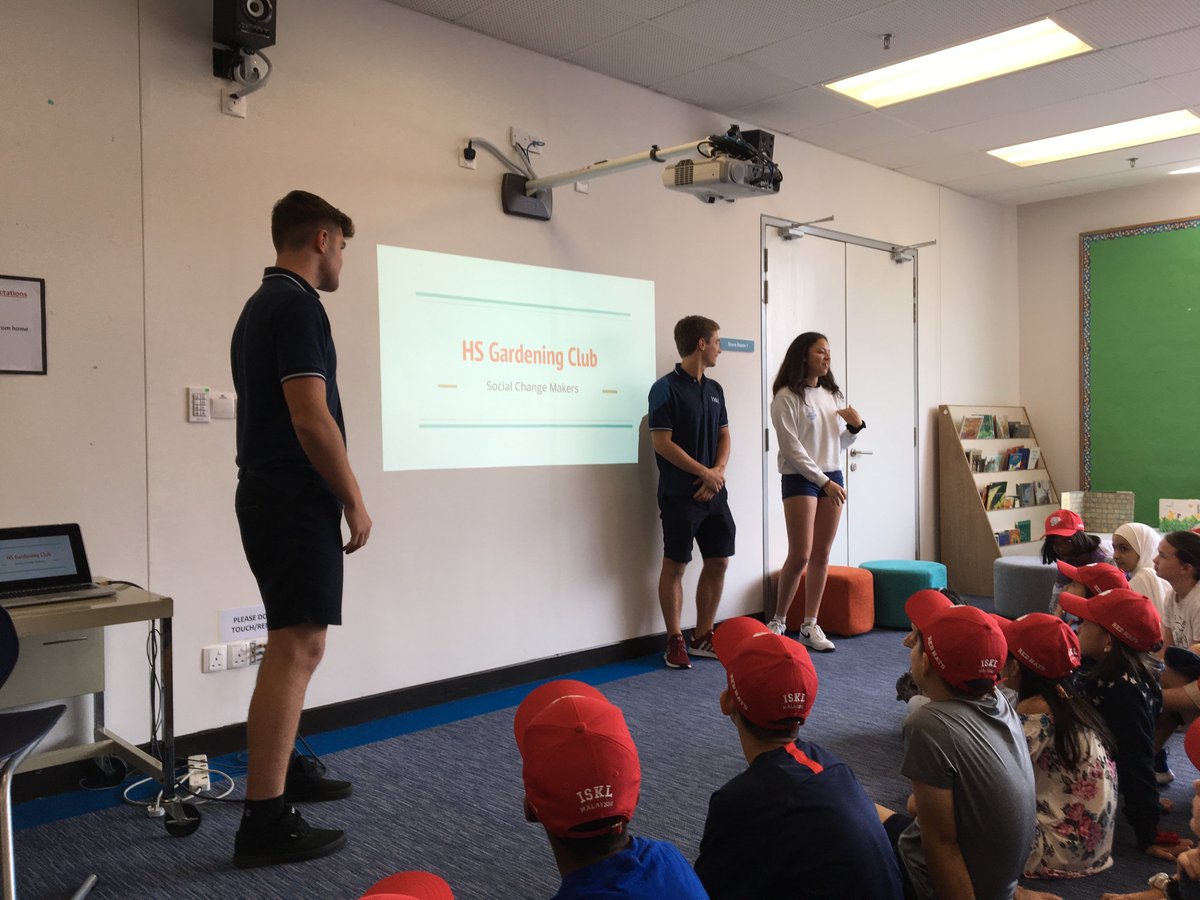 amyfranrocks's tweet photo. High School Gardening Club presenting to grade 5 students  helping these divisions connect, support one another in a combined effort and make the school/world a better place. #ISKLREDHATS https://t.co/cCQG9zKb2N