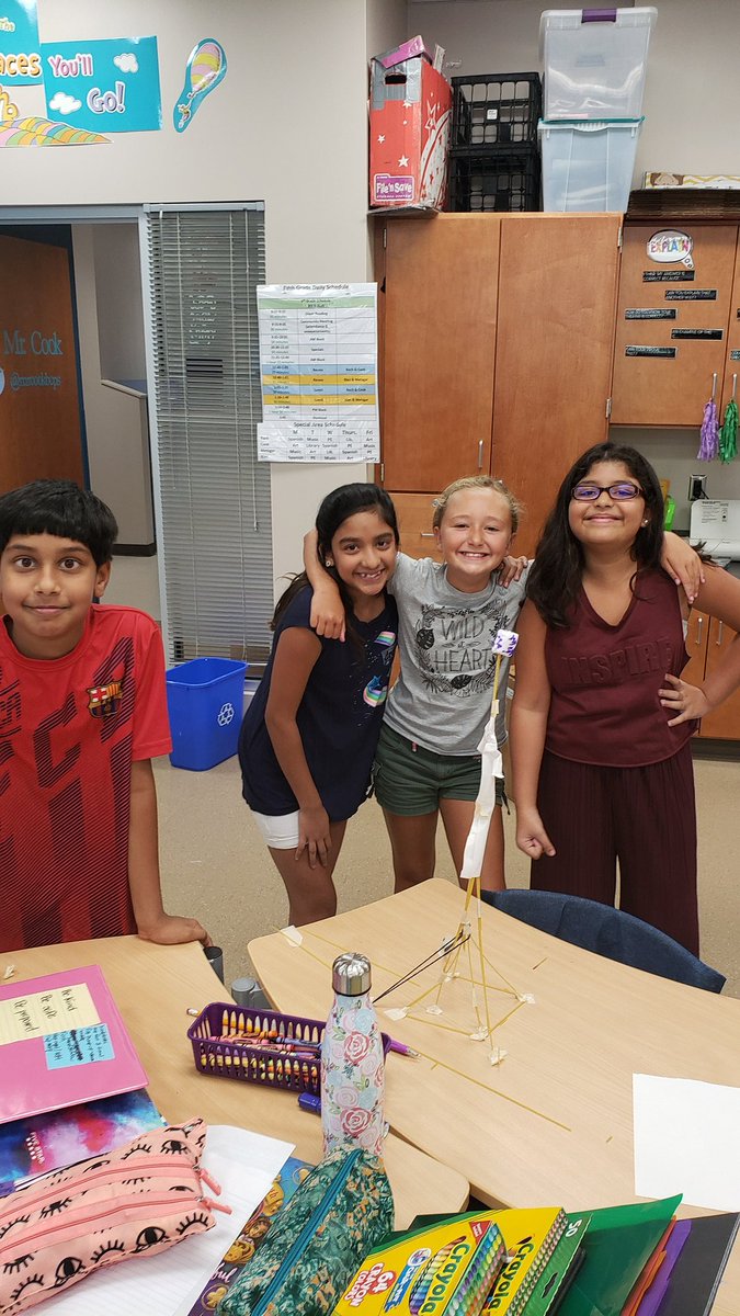 mrcookbcps's tweet photo. How tall of a tower can you build with spaghetti and tape that can hold up a large marshmallow? 5th graders from @HoneygoElem broke the 20 inch mark! Check it out! https://t.co/gL7920jr7f