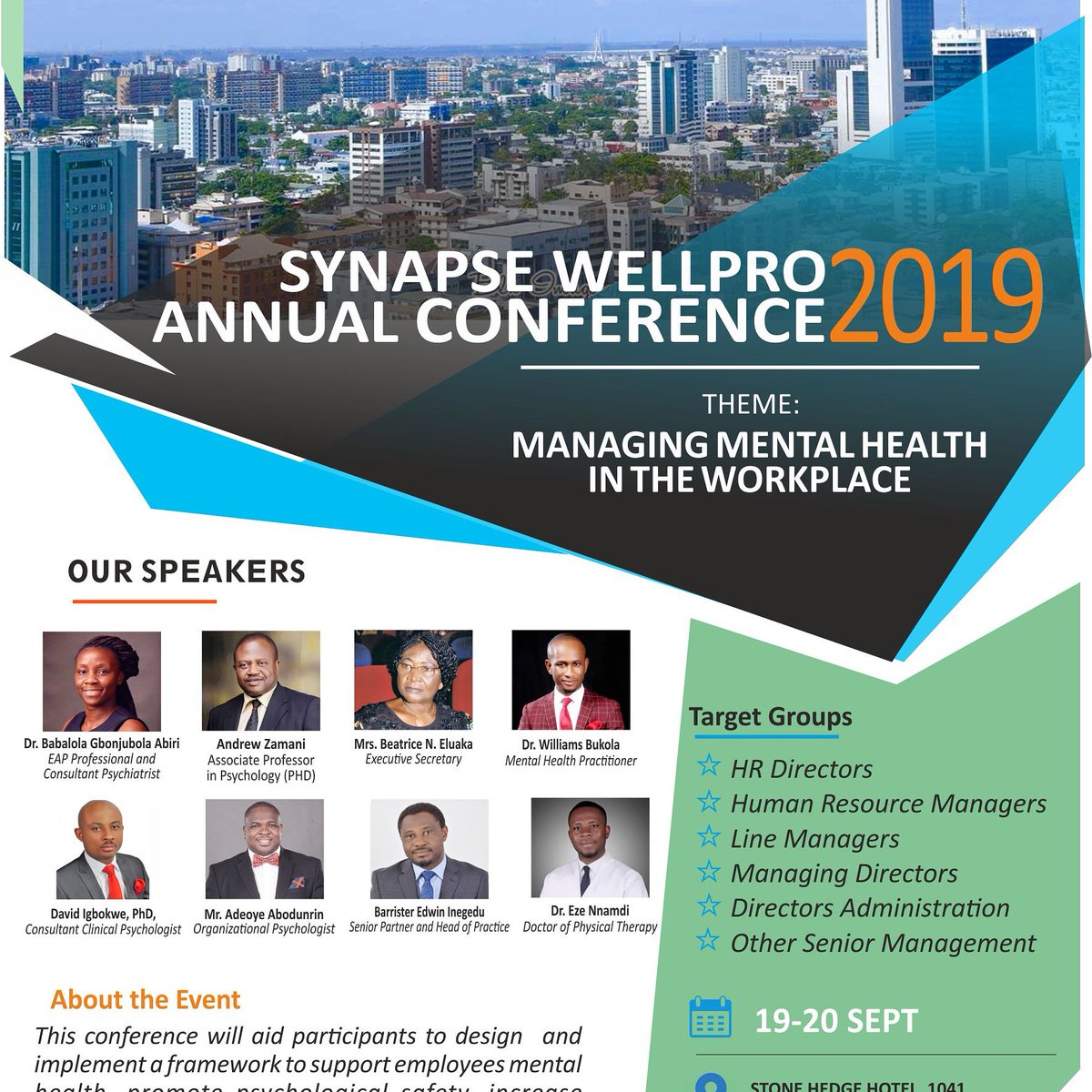 amazingphysioc's tweet photo. Join me on the 20th September 2019 as we talk Workplace MSDs and how it affect our productivity at work @Synapse wellPRO Annual conference Abuja #amazingphysiotherapy #Abuja #backpaintips. https://t.co/13G5gmjKmw