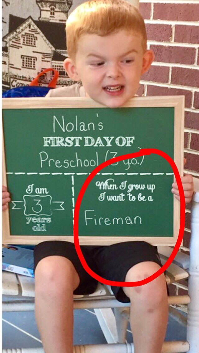rjgoins14's tweet photo. My grandsons first day of pre school, he knows what he wants to do when he’s grown.. #ProudRiRi #FutureFireman @Zbizzle911 https://t.co/rtGF3wnR9e