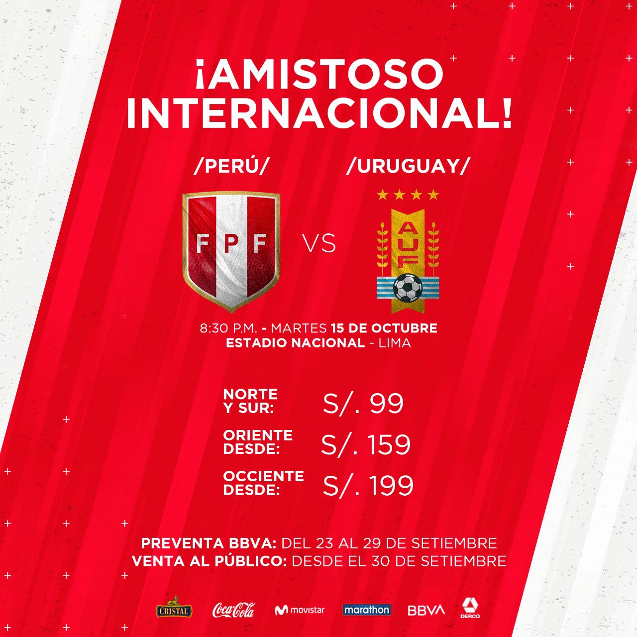Perú vs Uruguay los precios de las entradas para el amistoso en