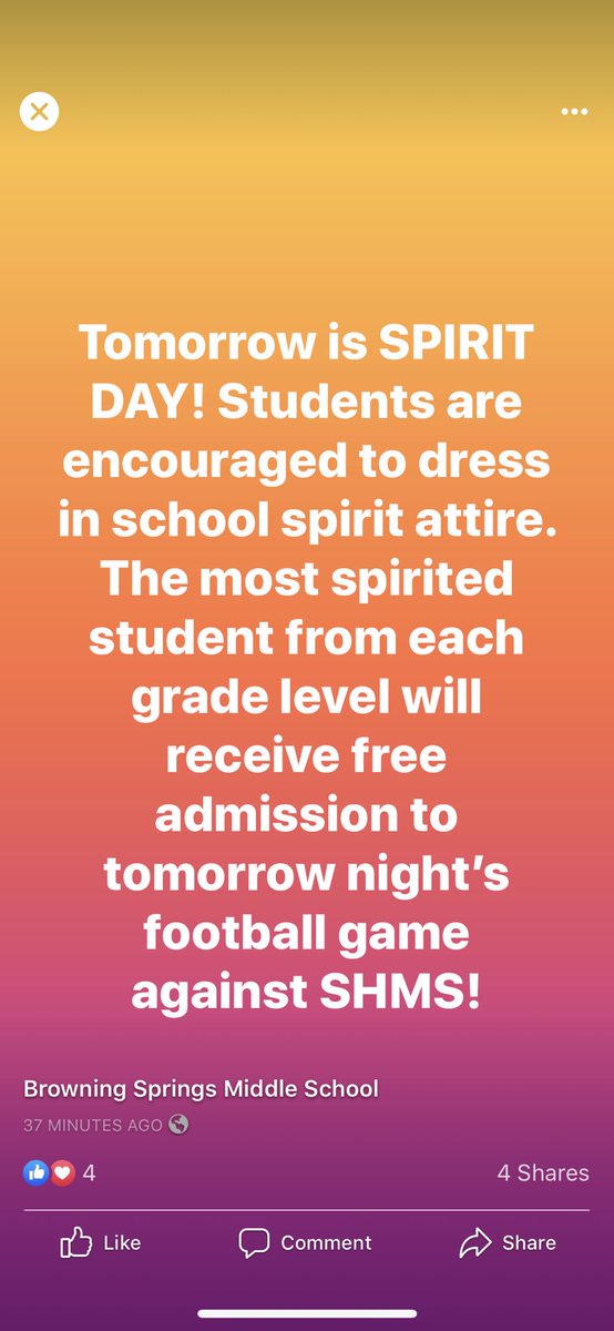 Tomorrow is SPIRIT DAY!