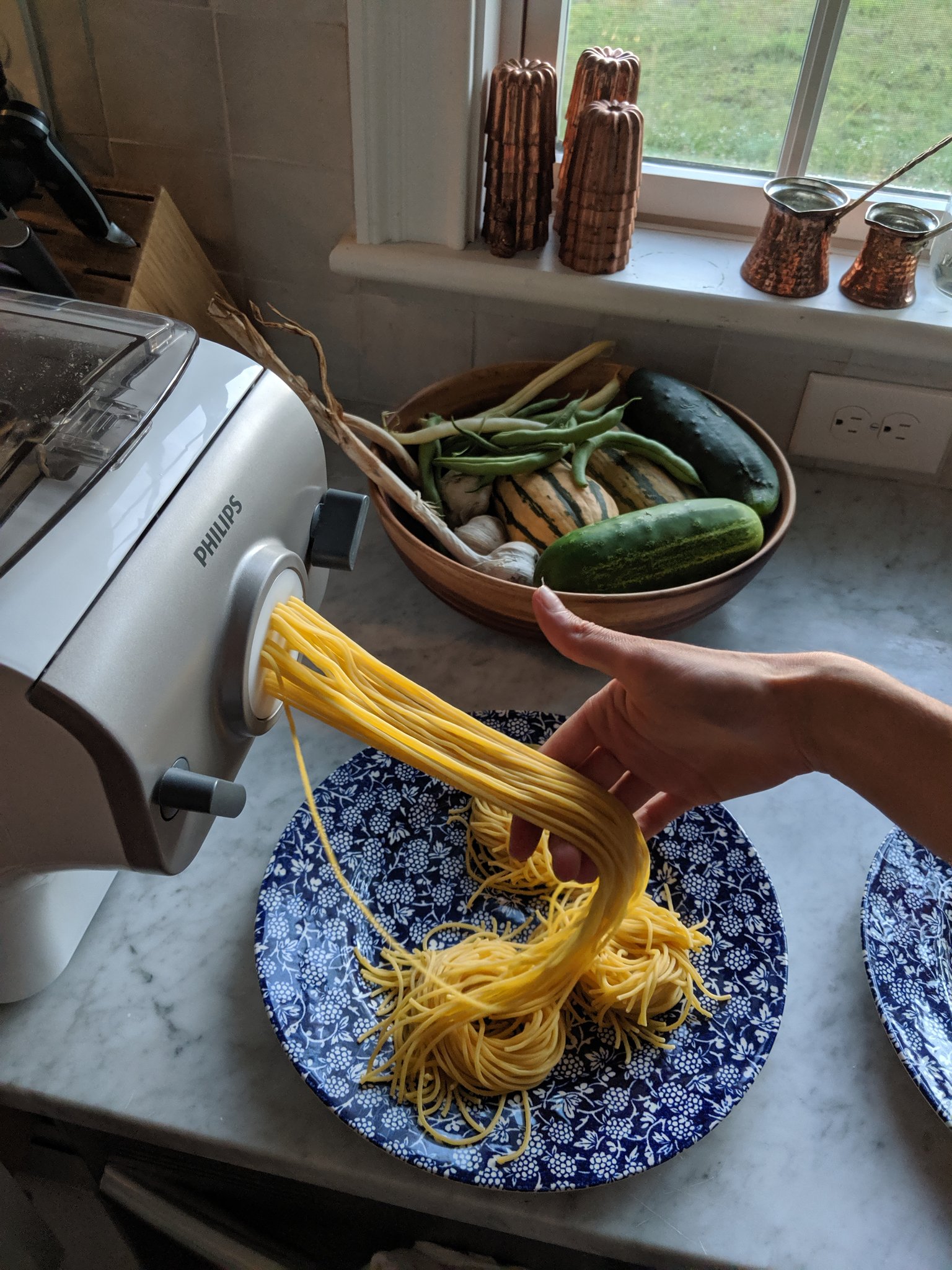 Pasta and vegetables.