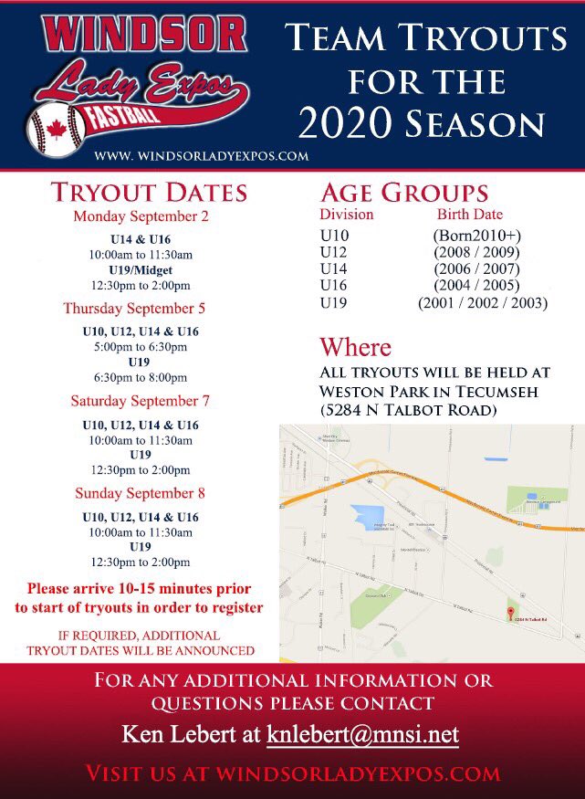 Tryouts continue tomorrow night, see you all then. #Expos #softball #YQG <a href="/UTMFastpitch/">UTM Fastpitch 🥎 🏳️‍🌈 🧡 🇨🇦</a> @OntarioPWSA <a href="/SoftballOntario/">Softball Ontario 🥎</a> <a href="/snapdWindsor/">snapd Windsor</a> @infowindsor