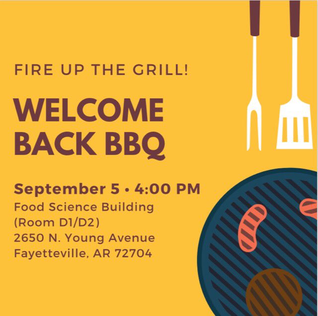 You're invited to our annual 
WELCOME BACK BBQ!!
When: TOMORROW, September 5th @ 4pm
Where: FDSC Room D1/D2
Cost: FREE
RSVP using this link: surveymonkey.com/r/TMGLTQD

This year, there will be a raffle and a contest announcement! 

Everyone is welcome so we hope to see you there!!