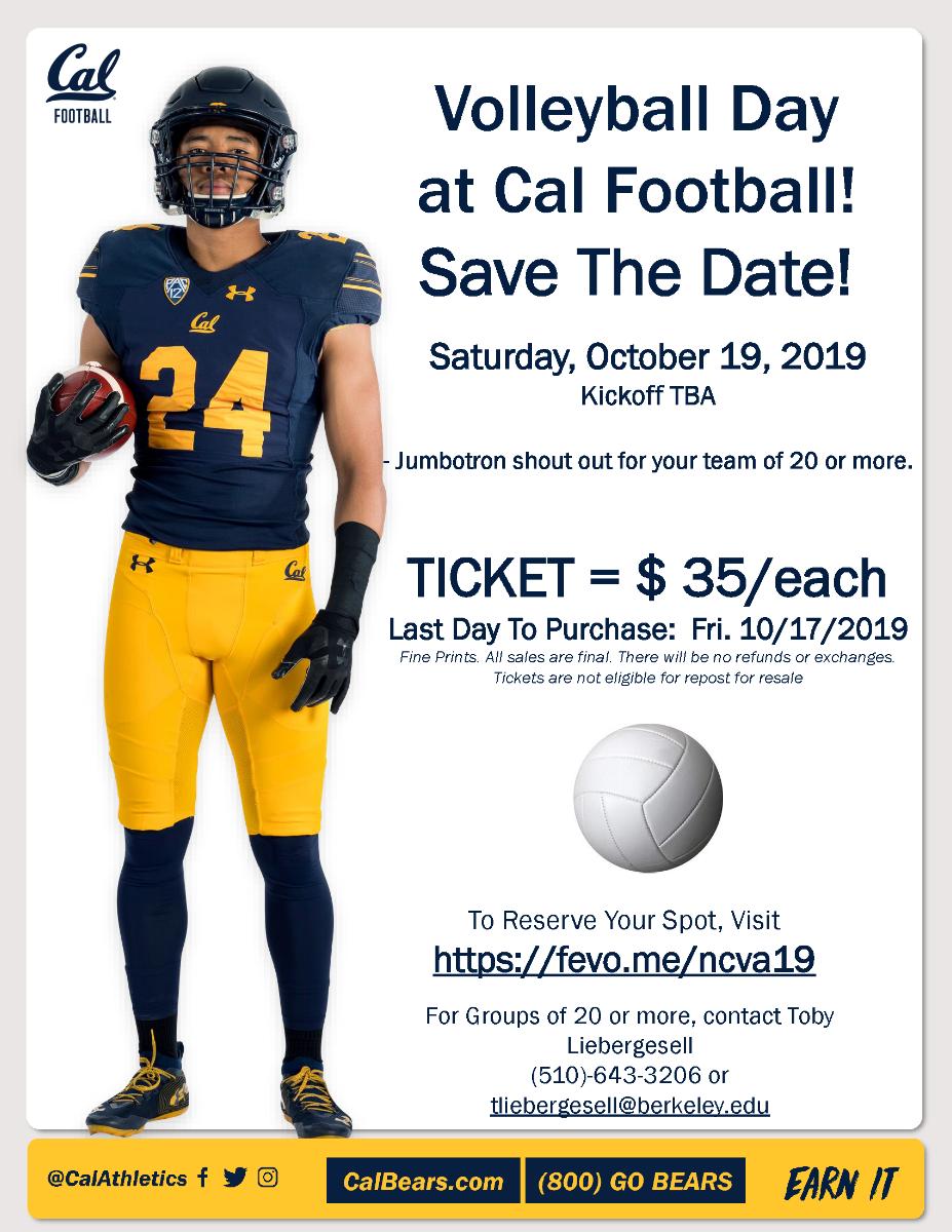 Volleyball Night with Cal Bears Football!! 🏈 🐻 ☀ - mailchi.mp/ncva/volleybal…