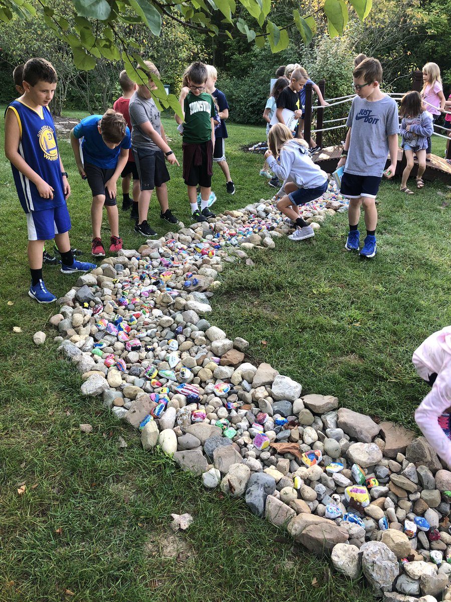 Mrs_Valentine3's tweet image. We did ALL the things today! Loved having my students place their rock in our colorful Union river. #oneschool #unionelementary #outdoorclassroom @ZCSUnionElem