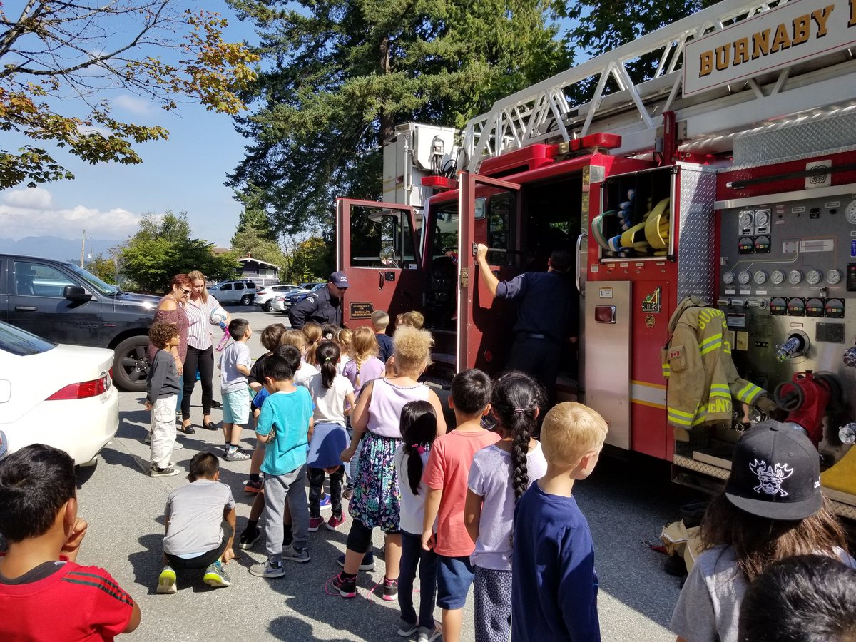 Thank you Burnaby Fire Department for sharing your truck with us today #welcomebacktoschool #burnabyschools