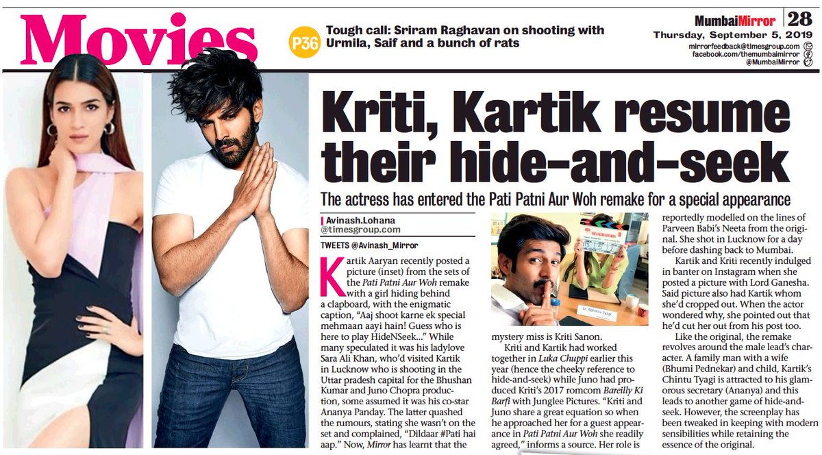 KritiSanonZone's tweet image. .@kritisanon to have a special appearance in #PatiPatniAurWoh remake