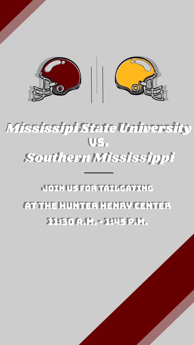 MSStateAlumni's tweet photo. It’s a #HailStateTailgate! 🤩 Come hang out with us this Saturday before @HailStateFB vs. @SouthernMissFB for Bulldog fun and fellowship! 🐾🐶 Purchase your tickets at https://t.co/axMBX5cosg! #HailState https://t.co/H0Ep75c1NK