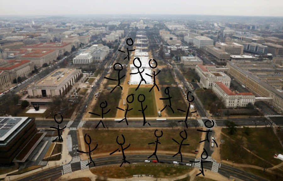 mccamon's tweet image. Proof 2016 Inauguration Crowd was larger (and taller) than 2008. “People we’re blocking the streets!” #sharpiegate