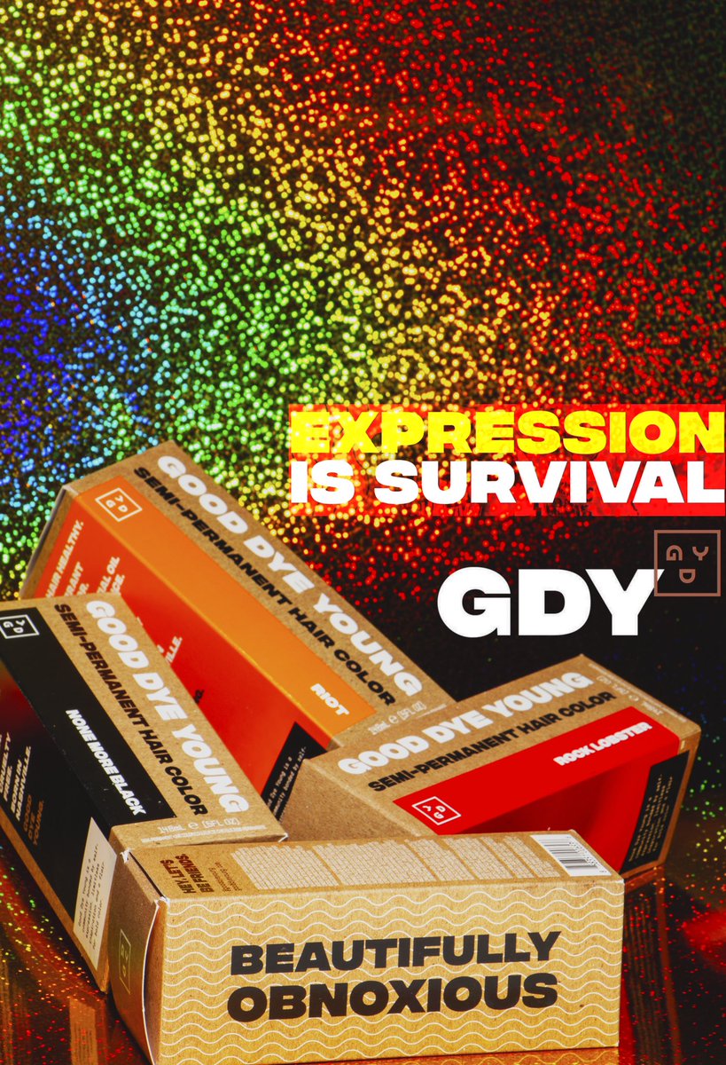 PriscillacantuP's tweet photo. Did some fake ads/product shots for @gooddyeyoung and I’m very happy with the results. GDY, please hire me to photograph your stuff, thank you. #photography #ads #gooddyeyoung #poserpaste #hairdye #dyehappy #beautifullyobnoxious #expressionissurvival https://t.co/qBhntKvX9C
