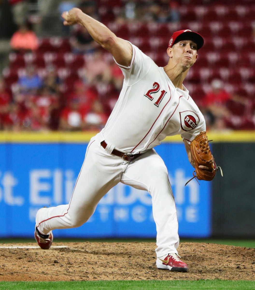 Reds's tweet photo. Michael Lorenzen is the first player to earn the win, hit a home run and play in the field in the same game since Babe Ruth on June 13, 1921! (via @StatsBySTATS) 

#BornToBaseball https://t.co/2YDcKsngNH