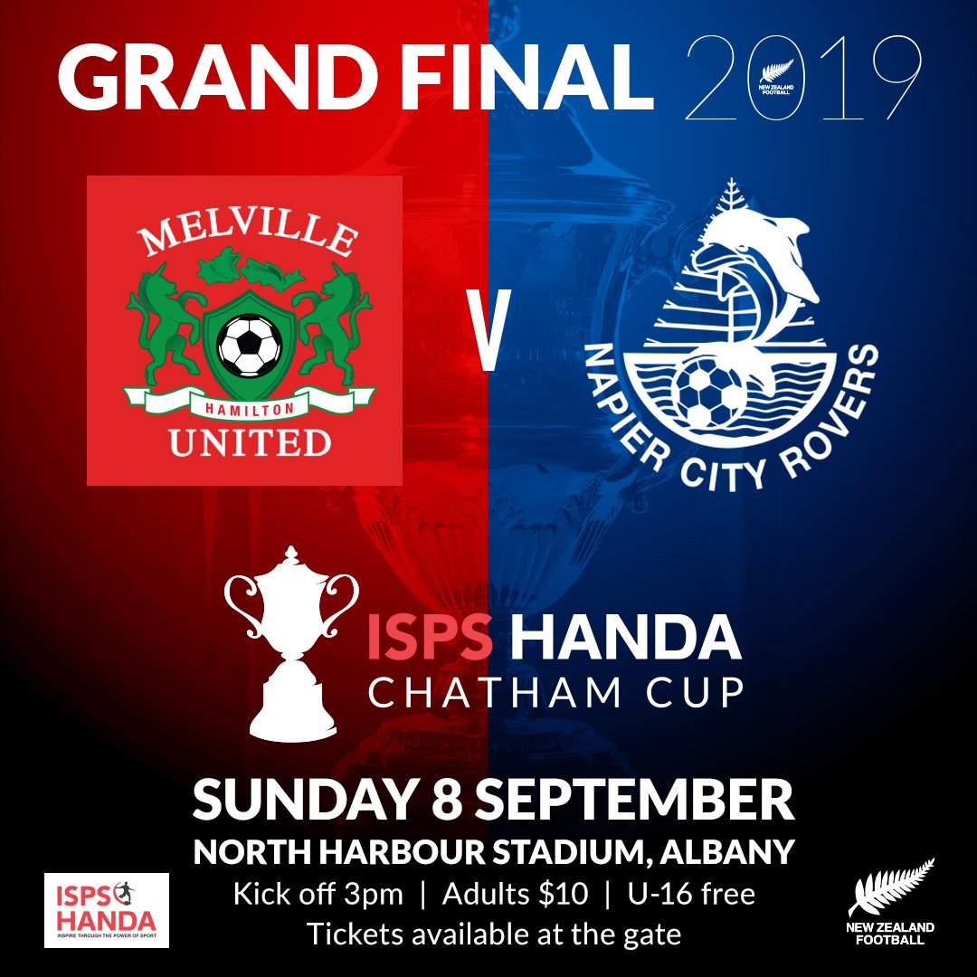 NZ_Football's tweet photo. COUNTDOWN | @MelvilleUnited ($2.40) are slight favourites over @NCR_fc ($2.80) to win the 2019 @ISPSHanda #ChathamCup Final on Sunday. 
What do you think? https://t.co/4wkL8oRCyF
#EtchYourNameInHistory @skysportnz @TAB_Sport https://t.co/4MKk62vjPF