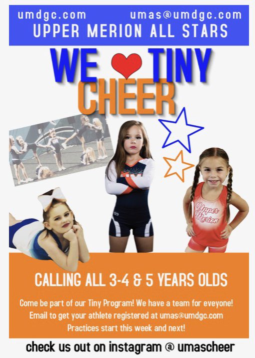 UM_ALLSTARS's tweet photo. βοΈβοΈβοΈIf you have a child between the ages of 3-5 who are looking to have some fun, learn a ton of new skills & be part of a team,then our Tiny Program is for you!Visit our websiteπ» https://t.co/Uz7ik7g2lu for more information or email π§ us!No experience necessary! #w2gitSIX10 https://t.co/3cPjE32tES