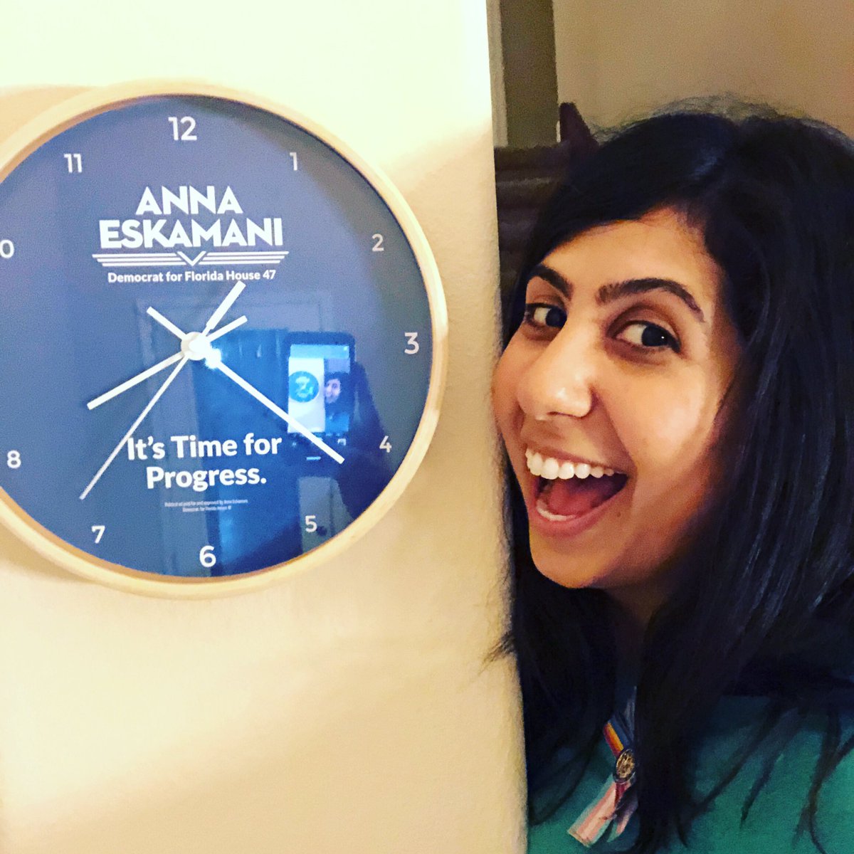 AnnaForFlorida's tweet photo. Visited my Dad today and saw that he purchased a #TeamAnna wall clock! 

Thanks Dad! 😛

#TimeForProgress
#OnwardWithAnna 
#HD47 https://t.co/otz4ZGHp9s