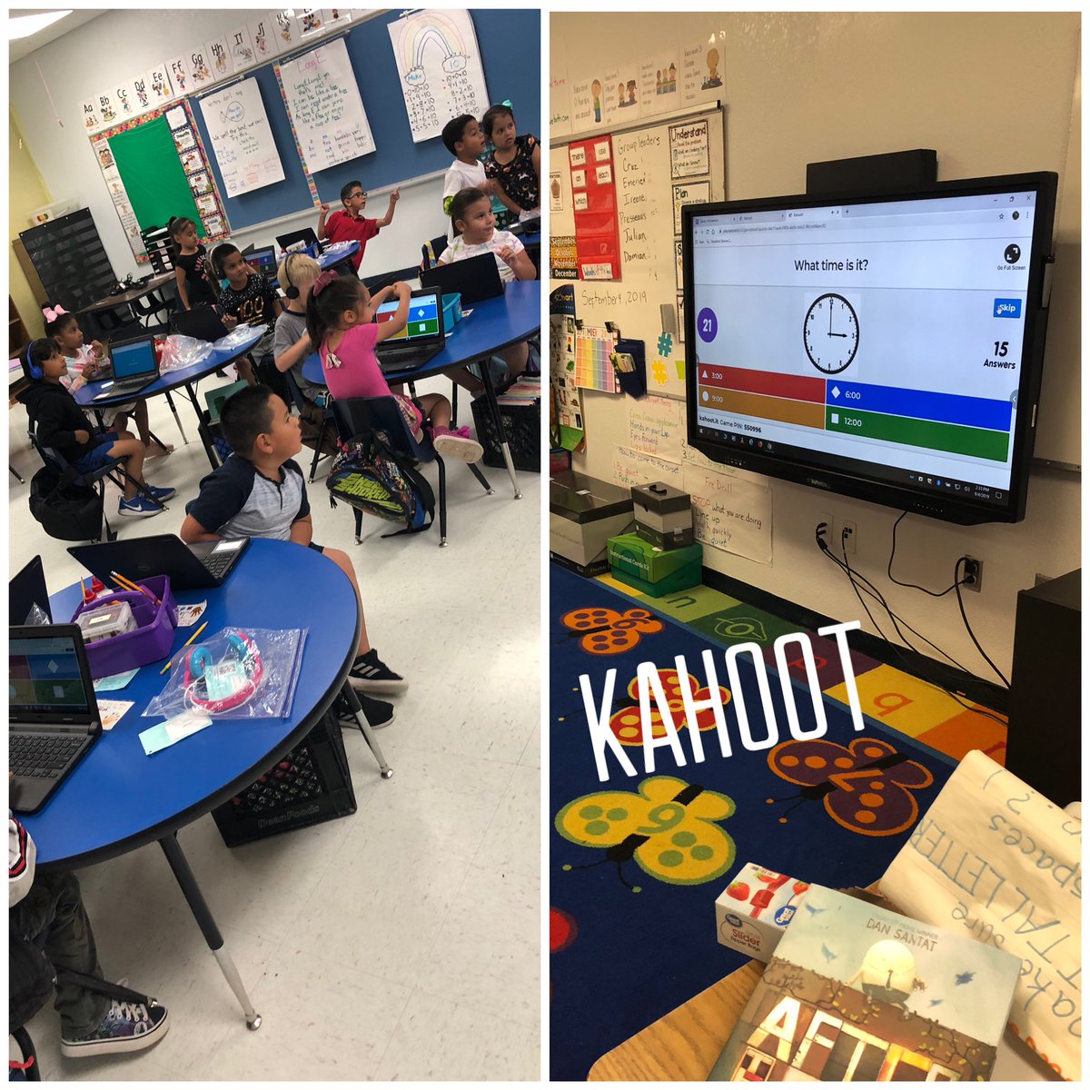 Checking for understanding on time to the hour. #Kahoot #FunInFirst #CowboyStrong #RSECowboys