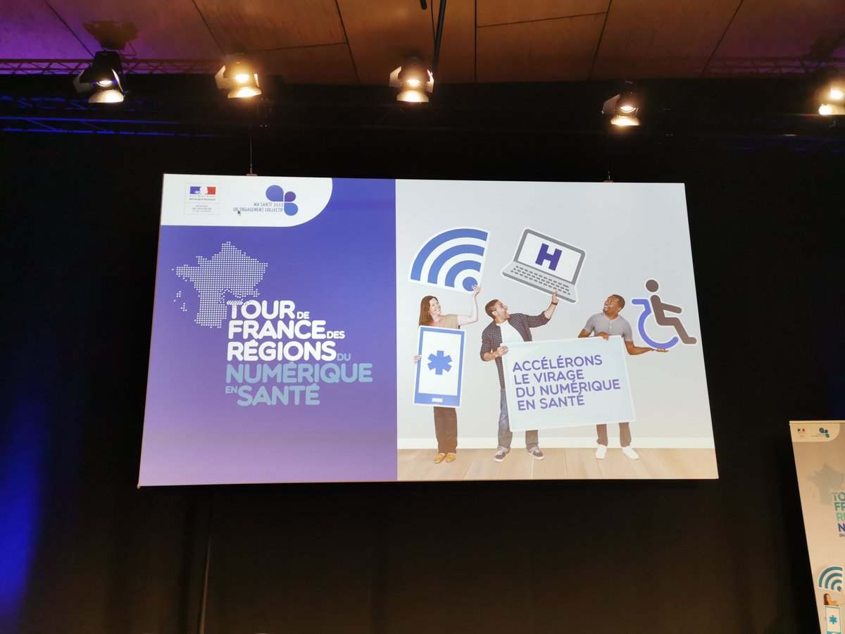 ARS_HDF's tweet photo. L'étape 1⃣ du Tour de France #eSanté  débute dans quelques minutes ! Au programme des échanges  : 
➡️La feuille de route nationale du numérique en santé 
➡️La stratégie régionale #eSanté en #HDF
➡️ Le bouquet de services numériques Prédice 
#MaSanté2022 [1/2] # https://t.co/RqauW8yd6N