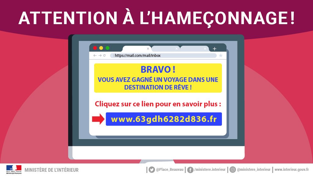 Interieur_Gouv's tweet image. 💻🕵️‍♂️#Rentrée2019 De retour de #vacances ? Méfiez-vous des e-mails d'expéditeurs inconnus ou douteux qui vous promettent l’affaire du siècle !
Retrouvez tous nos conseils sur notre site 👉interieur.gouv.fr/Actualites/L-a…