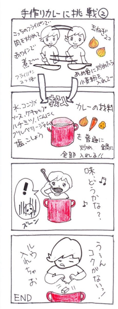 #四コマ漫画
#手作りカレーに挑戦② 