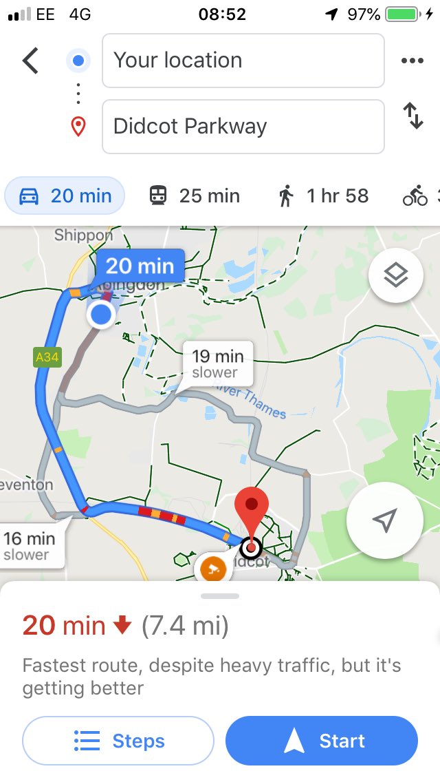 jenmgshe's tweet image. Today I left myself an hour for the 7 mile trip to Didcot station from home. It’s taken 20 mins to do 1 mile so I’ll be missing both trains I’d been aiming for! This is crazy. #traffic #trafficproblems